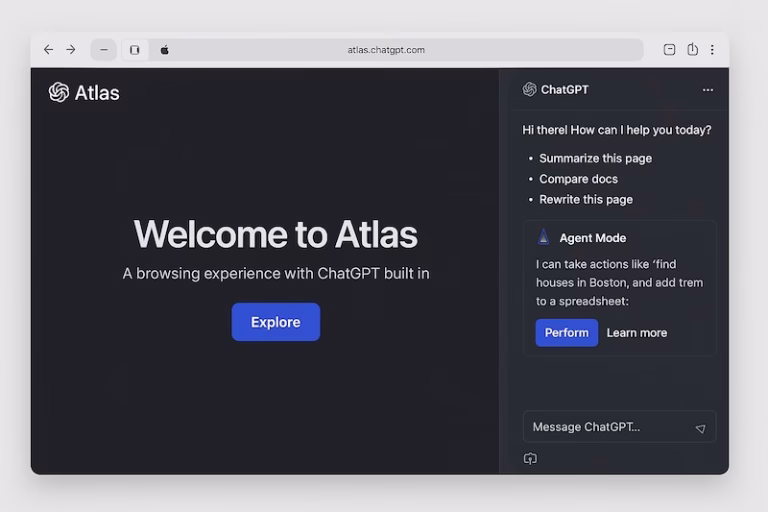 ChatGPT Atlas Homepage Interface